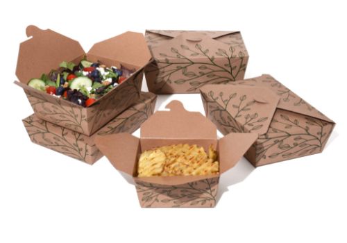 sustainable food packages with to-go food inside