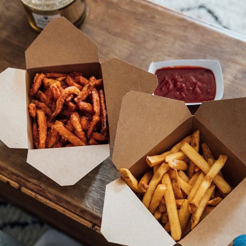 french fries in eco boxes